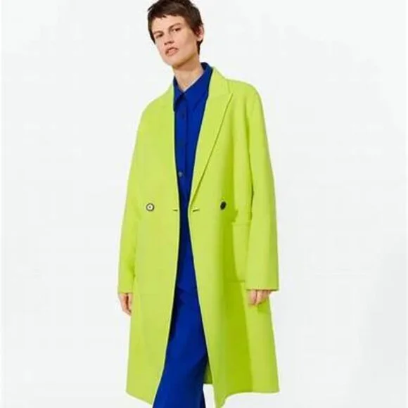 Zara neon yellow/green long coat - Picture 5 of 5